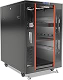 Sysracks 22U Server Cabinet 39-inch deep Server Rack Locking Network Cabinet with Thermocontroller, LCD-Screen, 4 Fans, Power Strip, Shelf, Wheels, Dust-Tight Cable Entries and Other Accessories