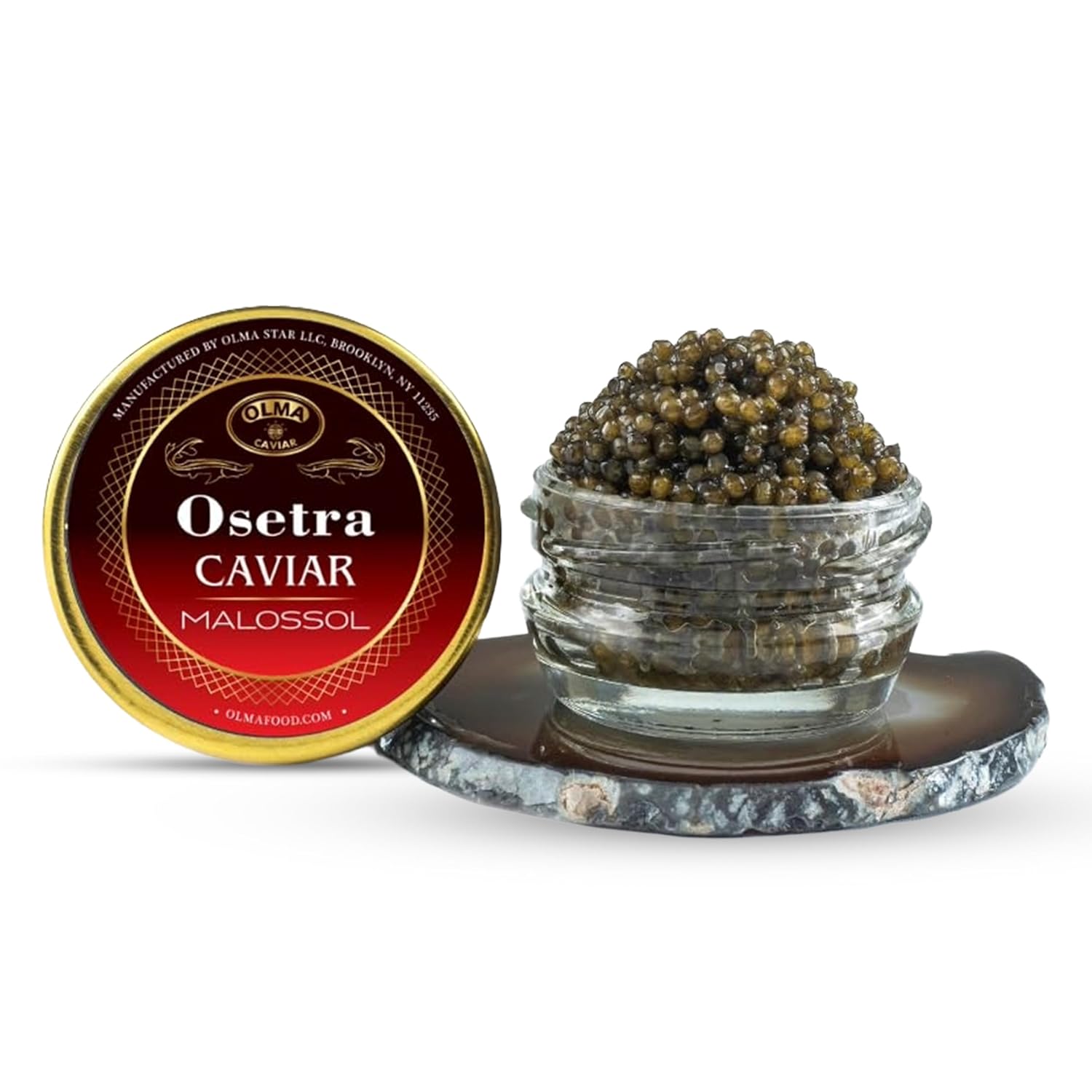 OVERNIGHT SHIPPING- OLMA Osetra Sturgeon Black Caviar - Smooth Flavor, Superior Grade - 1 oz / 28 g