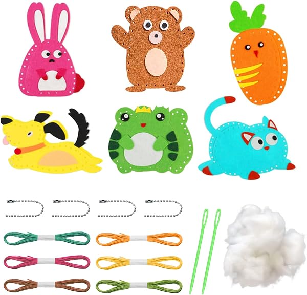 LTMMC First Sewing Kit for Kids, 6pcs Cute Animal Felt Sewing Kit, Childrens Sewing Kits for Beginners, DIY Sewing Craft Kits for Kids - 1