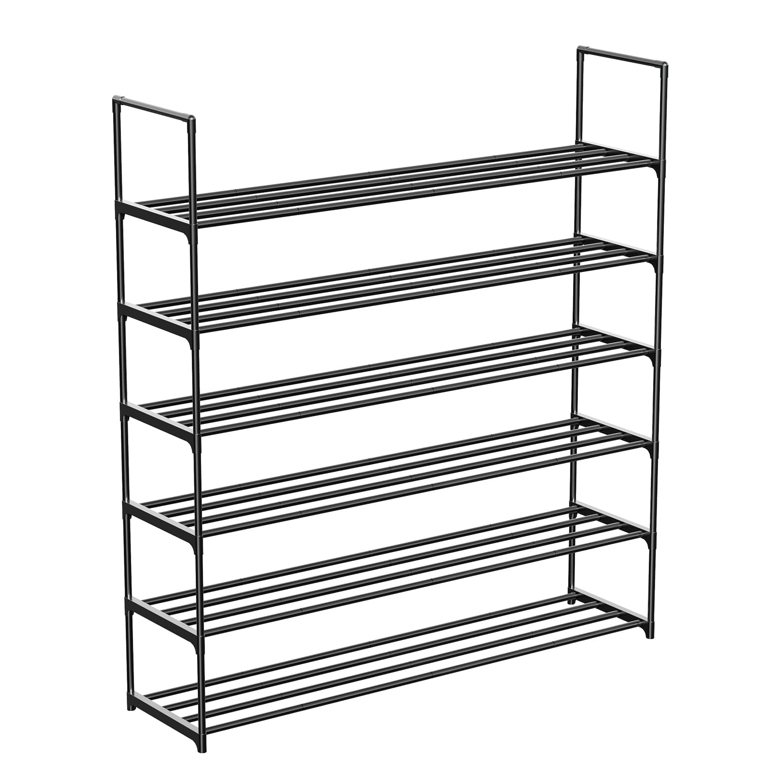 6 Tier Shoe Rack and Organizer, Sturdy Metal Shoe Organizer Space Saver for Entryway, Easy to Assemble Compact Shoes Rack with Large Capacity, Free Standing Shoe Storage Cabinet 80x26x109 cm