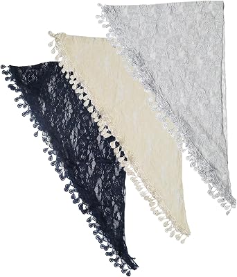 3 Pcs Mantilla Catholic Chapel Veils, Triangle Lace Mantilla Wedding Shawl Mass Cathedral Head Covering for Women