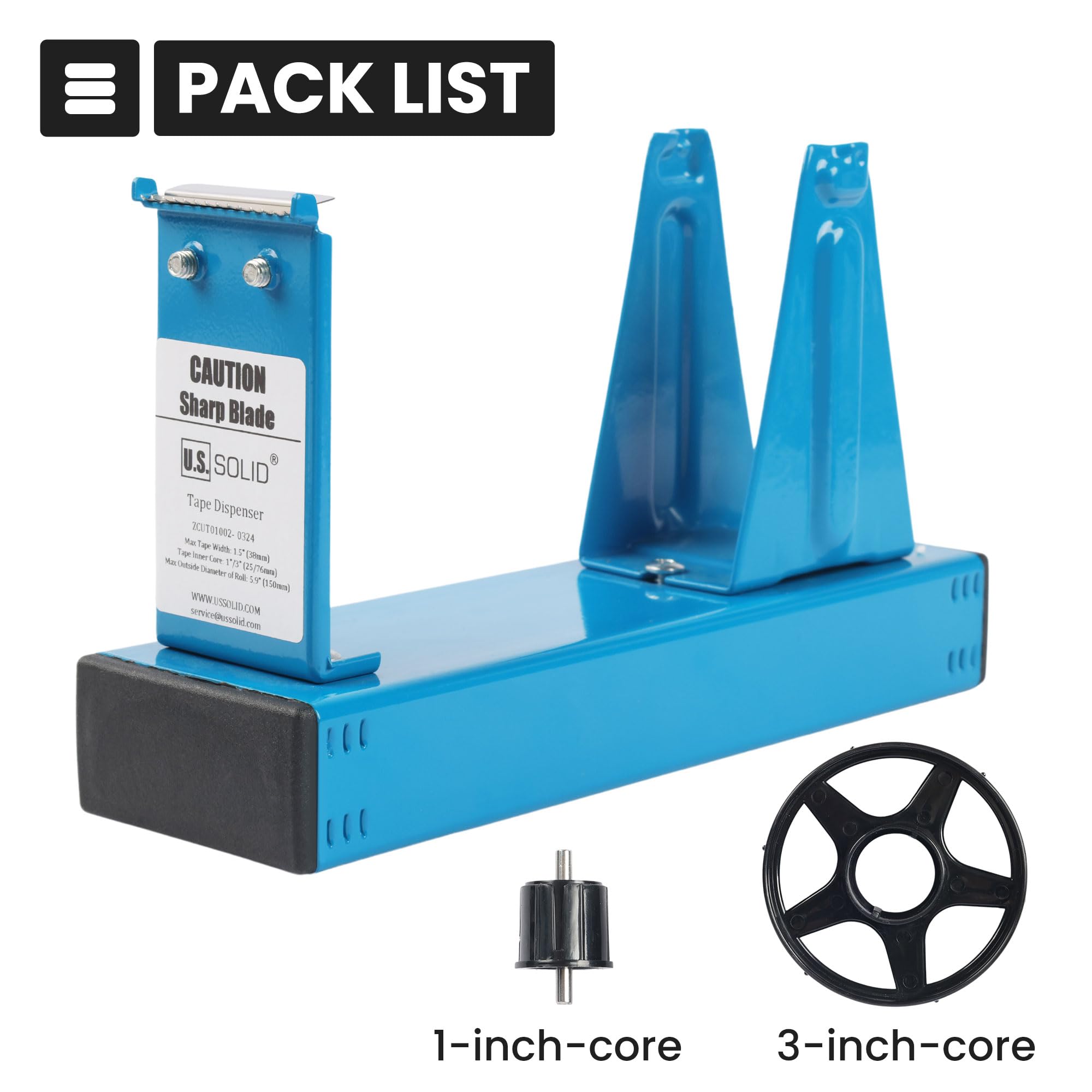 U.S. Solid Dispenser per nastro adesivo da scrivania, larghezza 3,8 cm, nucleo da 2,5 o 7,6 cm, ferro, blu