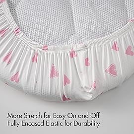 Bassinet Sheets 2-Pack for Newborn Baby Boy and Girl Gender Neutral, Soft Breathable Elastic Sheets, Universal Fit Flexible for Rectangle Round Oval Hourglass Bassinet Mattress/Pad