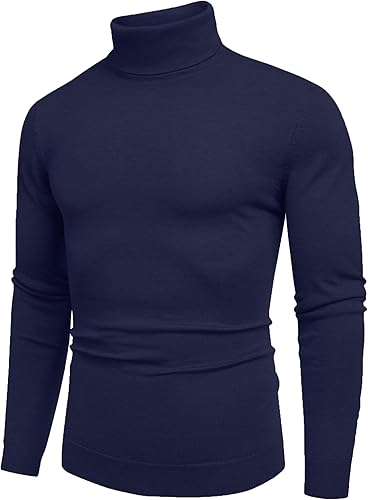 Miniatura 2 de COOFANDY Suéter de cuello alto ajustado para hombre, casual, básico, de manga larga, suéter de punto