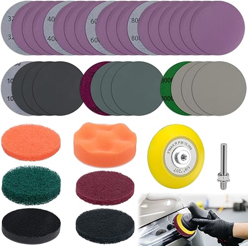 38 piezas kit de restauración de faros delanteros de coche, kit de pulido de faros de 7.6 cm, kit de limpieza de faros con disco de lija,