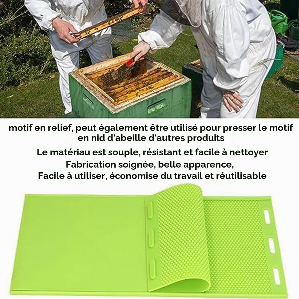 Moule en Silicone de 5.4mm pour Feuille de Cire d'abeille, Moule pour Tampon de Fondation en Cire d'abeille, Équipement D'Apiculture, Fondation de Ruche Facile à Utiliser, de Couleur Verte.