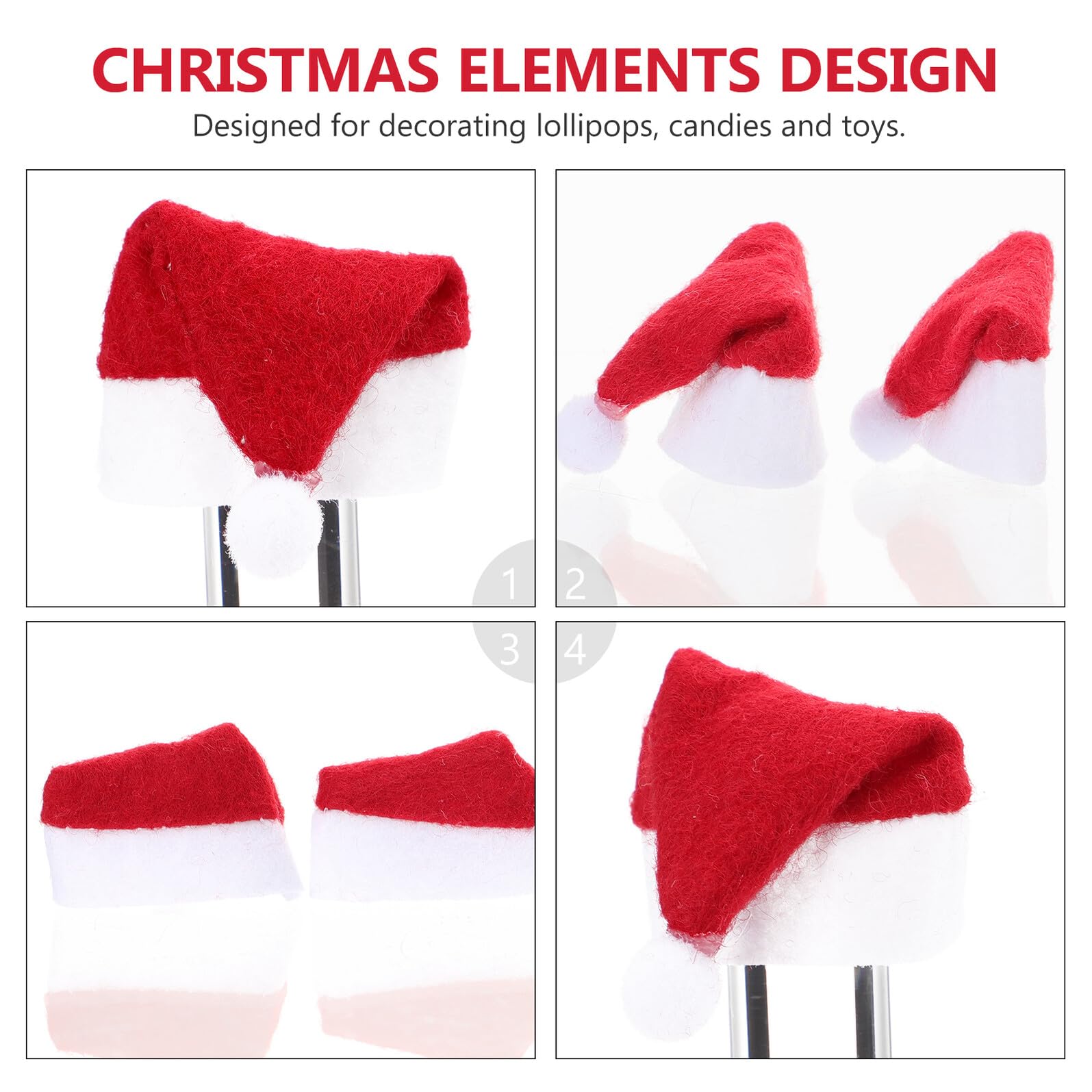 24 Mini Gorros Navideños de Rojo y Decoración para Fiestas Navideñas Accesorios Reutilizables y Lavables para y Juguetes