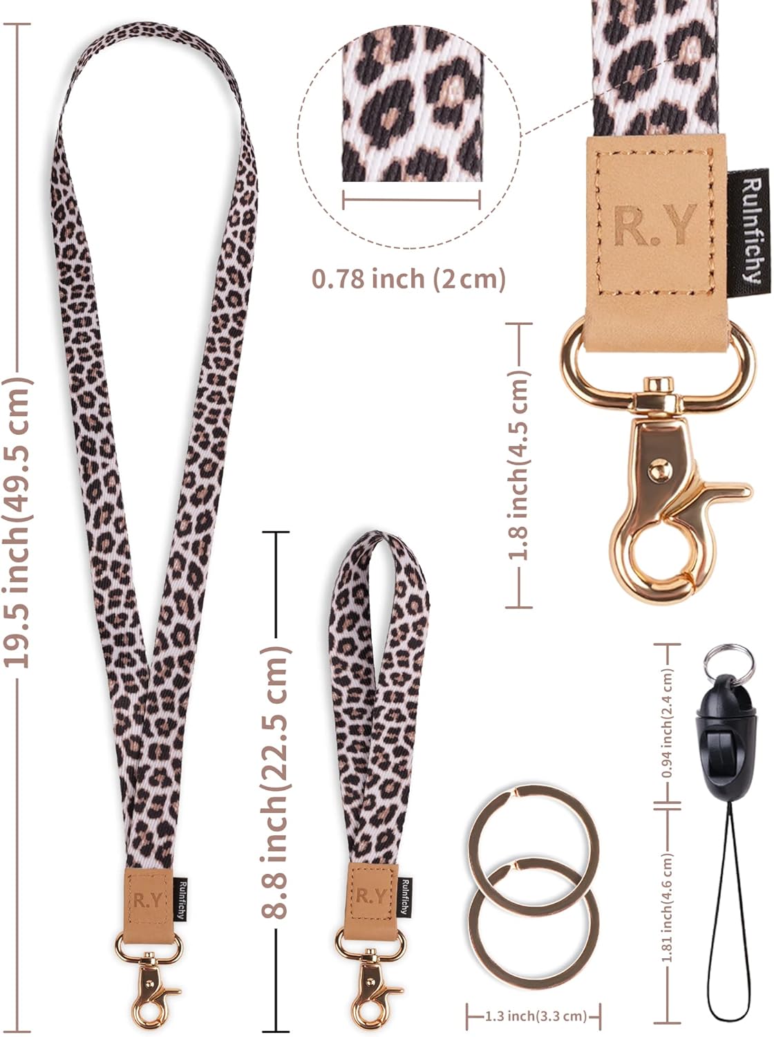 Cute Cheetah Leopard Lanyard for keys, id badges, Neck and wrist keychain lanyard set for women, teachers, kids, girl, 2 Pack - Image 8