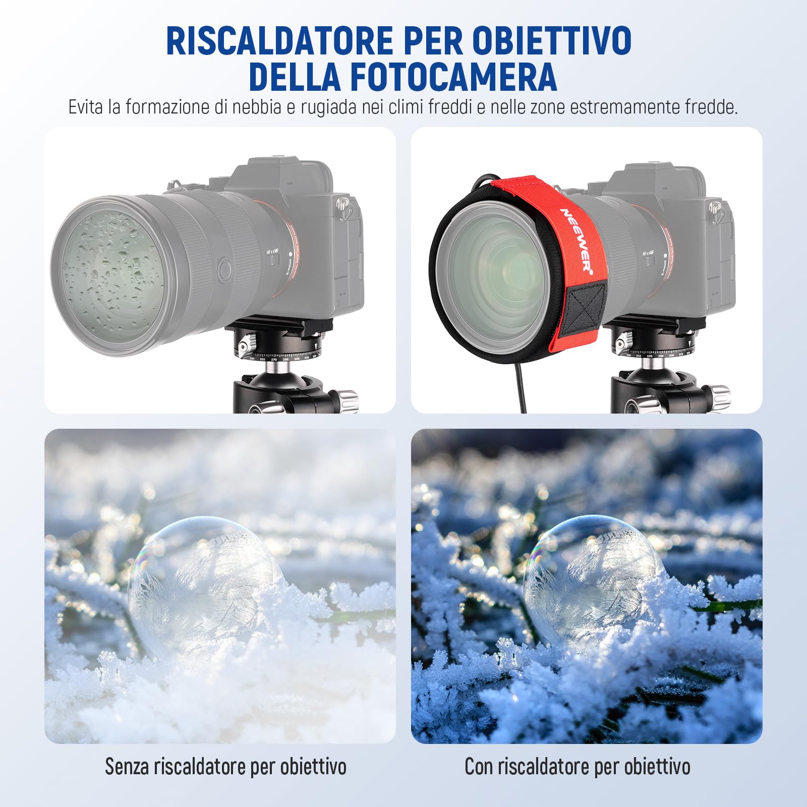 NEEWER Riscaldatore Obiettivo USB da 16"/400mm con 3 Impostazioni Temperatura, Striscia Riscaldante Anticondensa Antinebbia per Fotocamera DSLR Mirrorless Telescopi Binocoli Astrofotografia, HW-17B