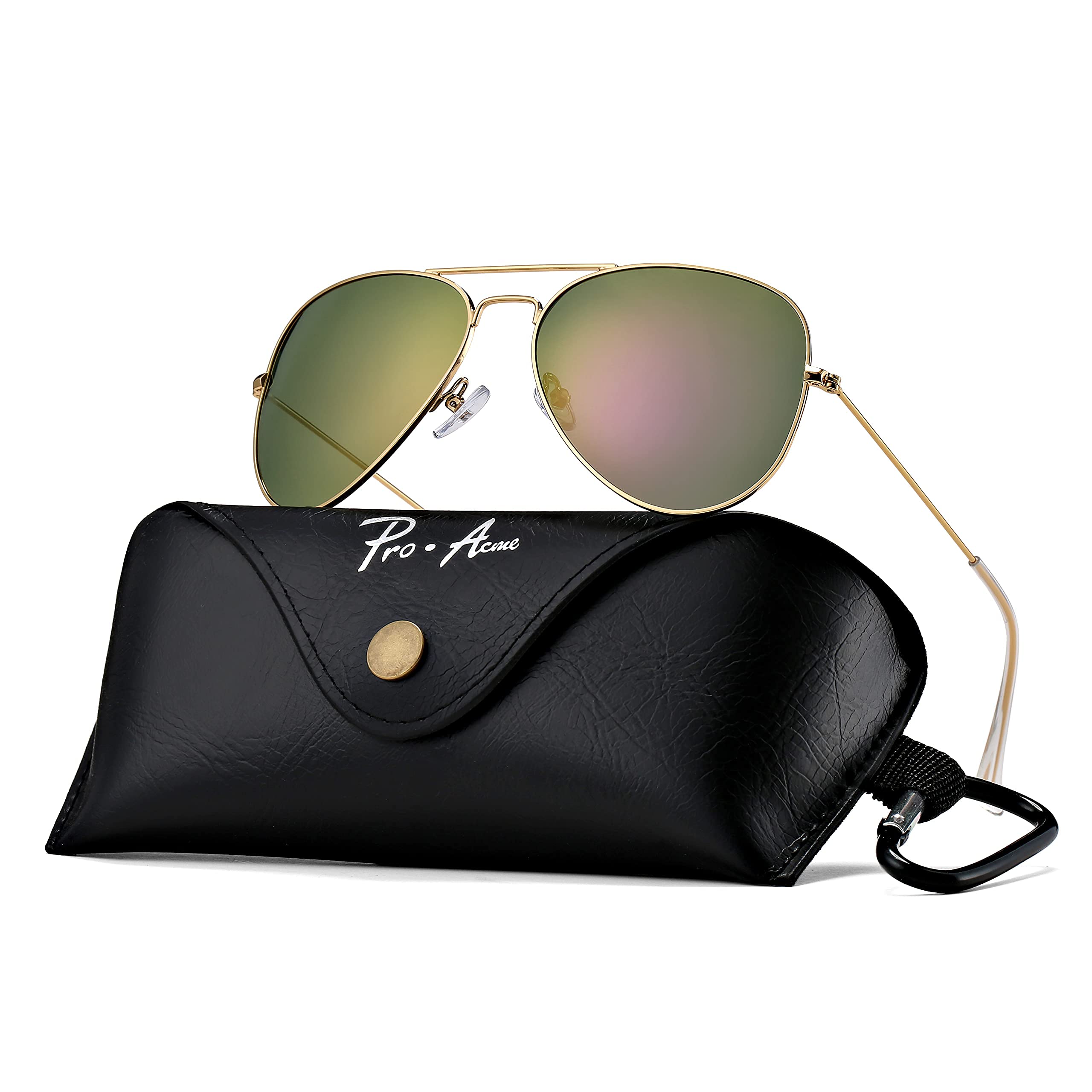 Pro Acme Classic Polarized Aviator Sunglasses for Women Men, Driving Sun Glasses Polarized Lens Lightweight Metal Pilot Frame UV400 Protection (Gold | Purple | Without Logo)