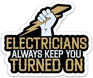 TANGOGLAM Electrician Stickers, Electricians Always Keep You Turned On Lineman Sticker, Funny Waterproof Vinyl Decals for Hard Hat Helmet Tool Box Truck Laptop Water Bottles Stickers