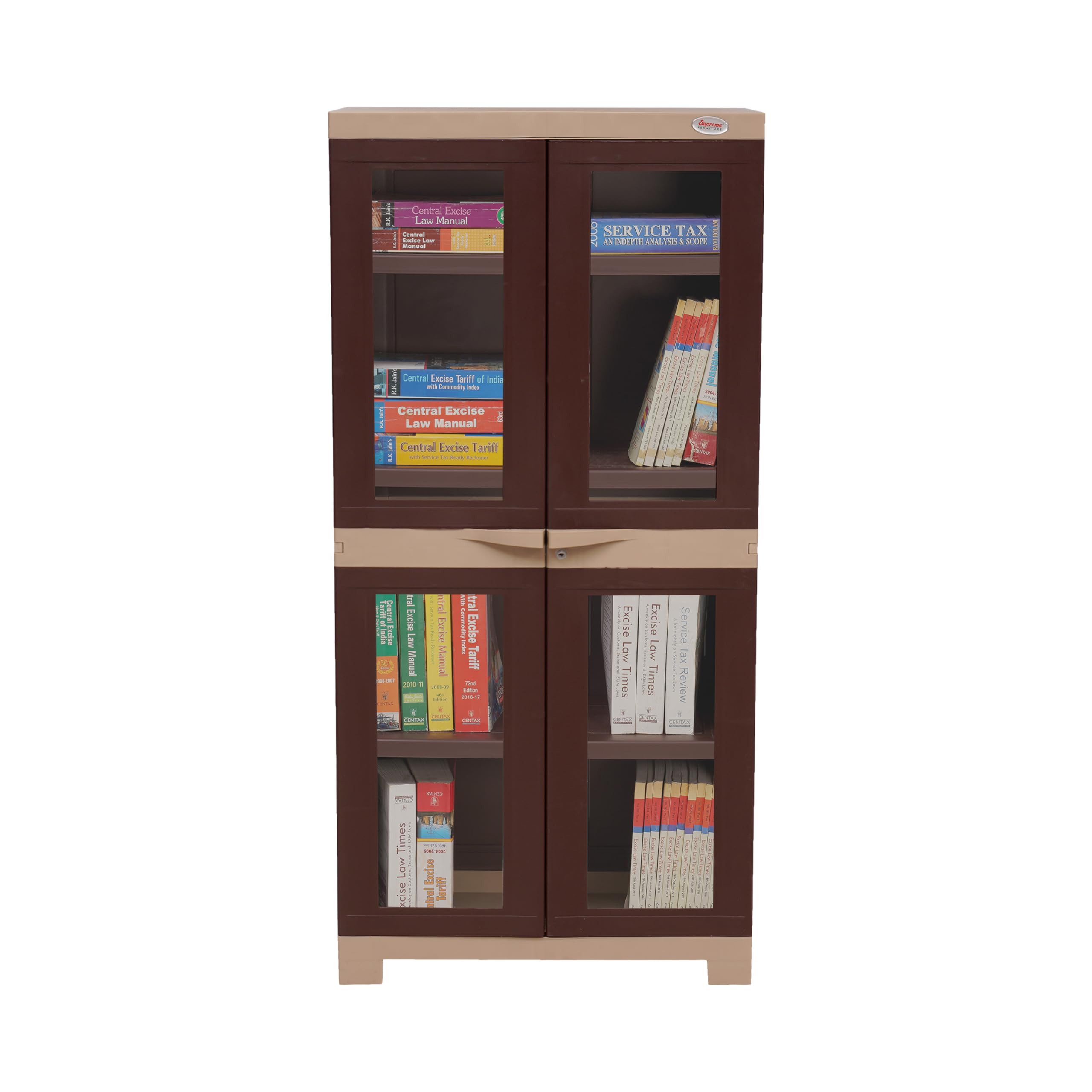 Supreme Furniture Fusion 02 FG Multipurpose Waterproof Cabinet. Made with 100% Virgin Plastic Cabinet with Multipurpose with See-Thru Glass Panel. (Do It Yourself) (G.Brown/D.Beige)