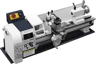 Torno de metal de precisión 1500W, tamaño 220 x 500 mm, mini torno para metal con velocidad variable continua 0‑2500 rpm, incluye cepillo, para trabajos de mecanizado profesional
