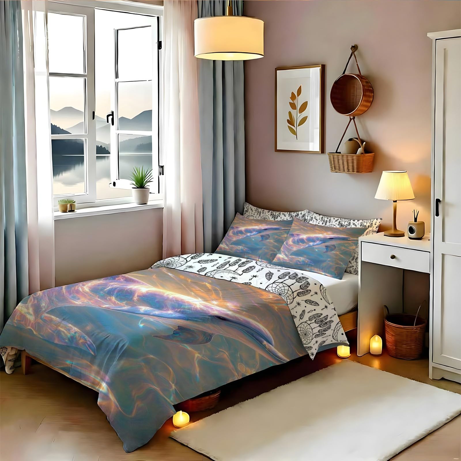 Housse de couette dauphin au confort premium et finitions soignées 200x200 cm