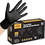 TitanFlex Disposable Nitrile Exam Gloves, 6-mil, Black, Heavy Duty Disposable Gloves, Cooking Gloves, Latex Free, Powder Free