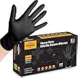 TitanFlex Disposable Nitrile Exam Gloves, 6-mil, Black, Heavy Duty, Latex Free, Food Safe for Cooking & Food Prep