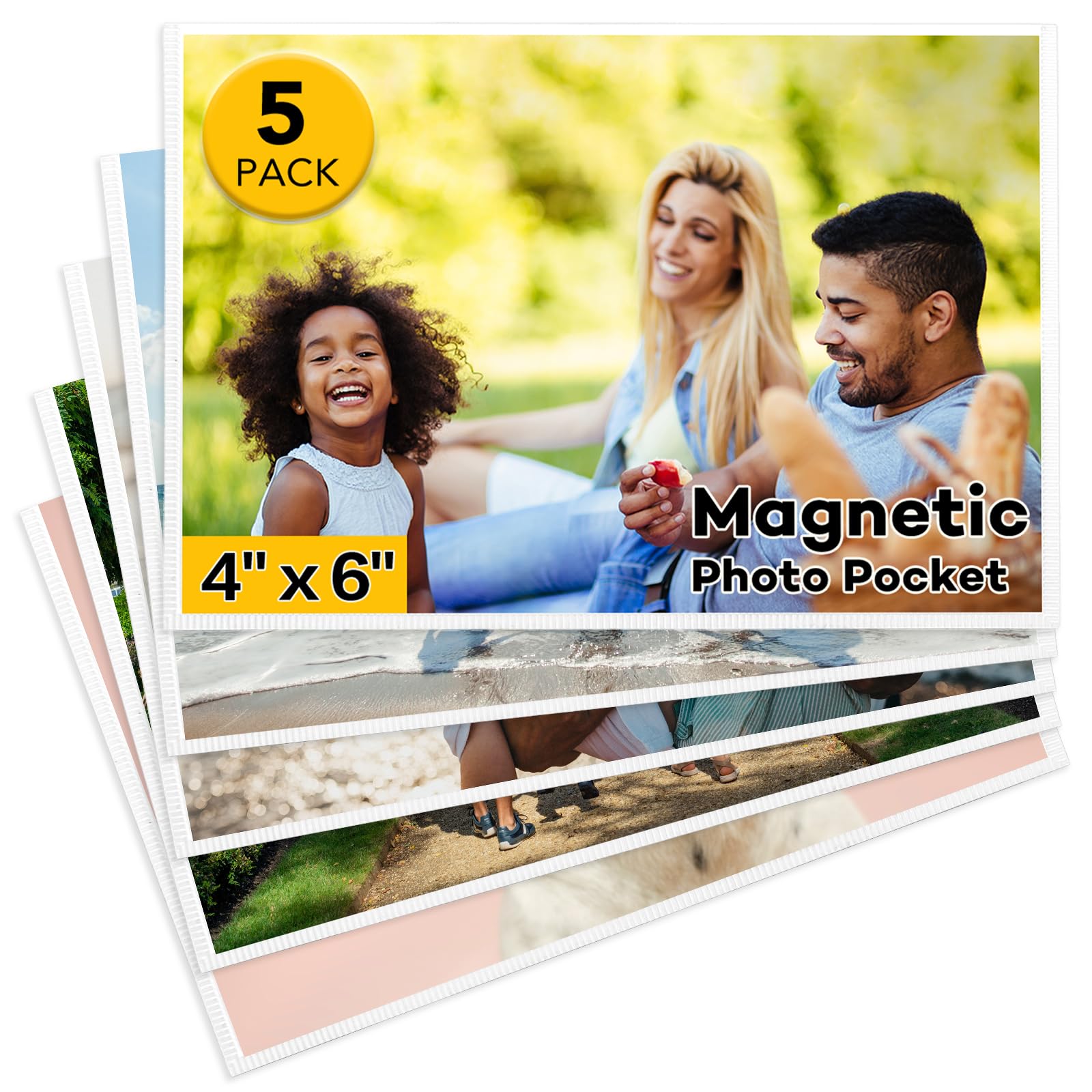 YixangDD 5 Pcs Magnetic picture frames for refrigerator 4x6Inch-Magnetic photo frames,White