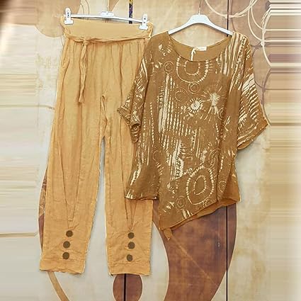 Tuta Donna Elegante Curvy 2 Pezzi - Completo Pantaloni E Casacca Gamba Larga, Taglie Forti, Estivo - Foto 4