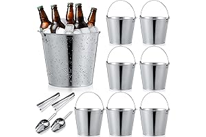Mumufy 10L Large Galvanized Metal Ice Cube Bucket Set