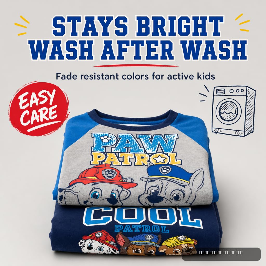 Paw Patrol Nickelodeon Marshall Chase Rubble - Paquete de 2 camisetas gráficas para bebés y niños grandes, Azul/ Gris, 3 años
