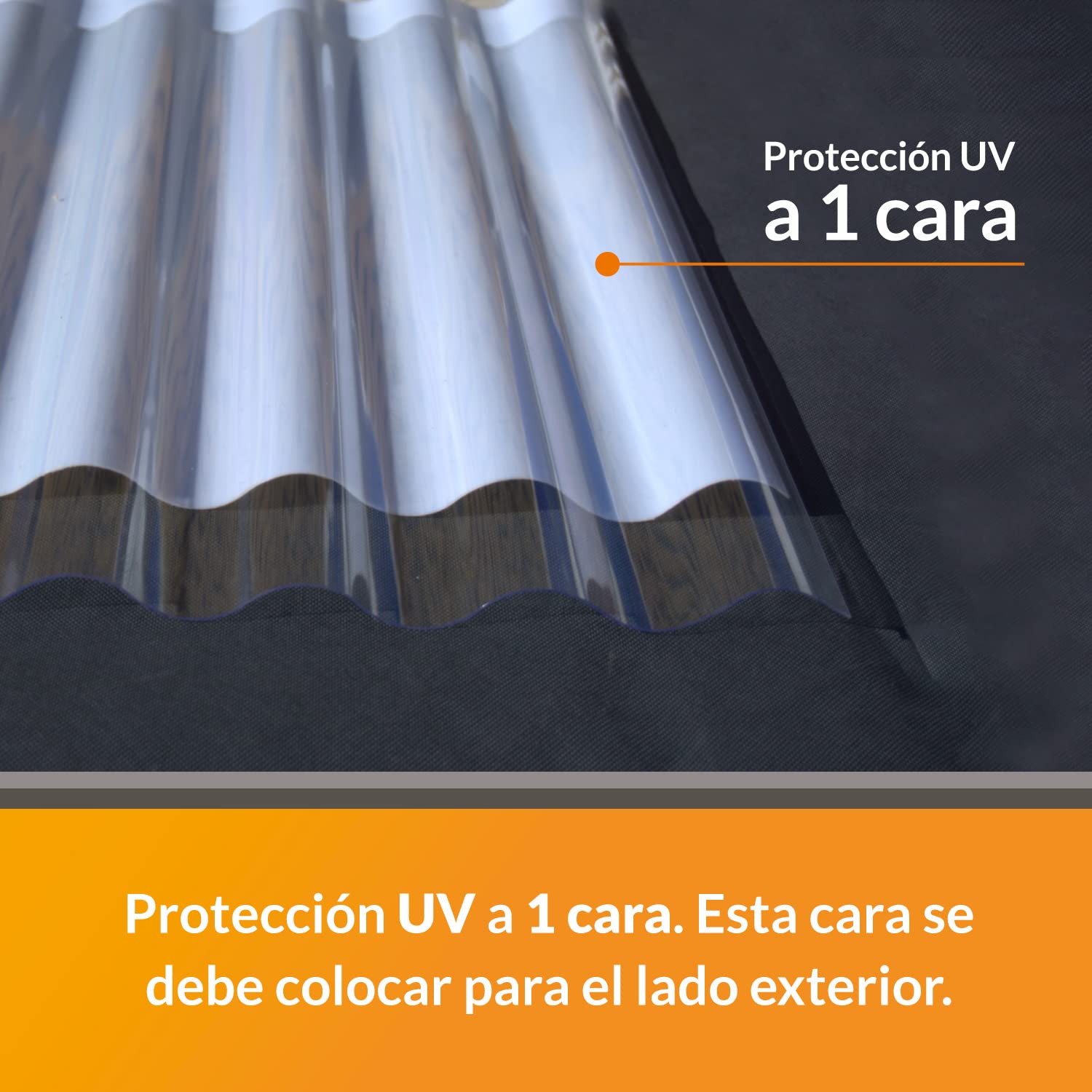 Plancha de Policarbonato Compacto Ondulado - Mini Onda - Espesor de 0,8mm - 2000 x 1000 - Material Resistente a la Lluvia - Color transparente