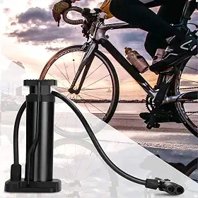 Bomba De Ar Com Pedal Para Encher Bola Pneu Bicicleta Moto Alta Pressão com Manômetro e 2 Bicos Portátil