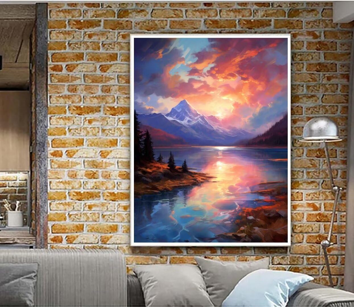 Diamond Painting Berg Landschaft 60x120cm - 5D DIY Bastelset Für Erwachsene