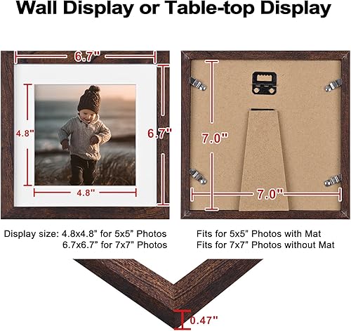 Vista 151 de KINLINK Juego de 4 portarretratos de 12 x 12 pulgadas, cuadrados de madera mate de 8 x 8 pulgadas con plexiglás para 8 x 8 pulgadas con paspartú