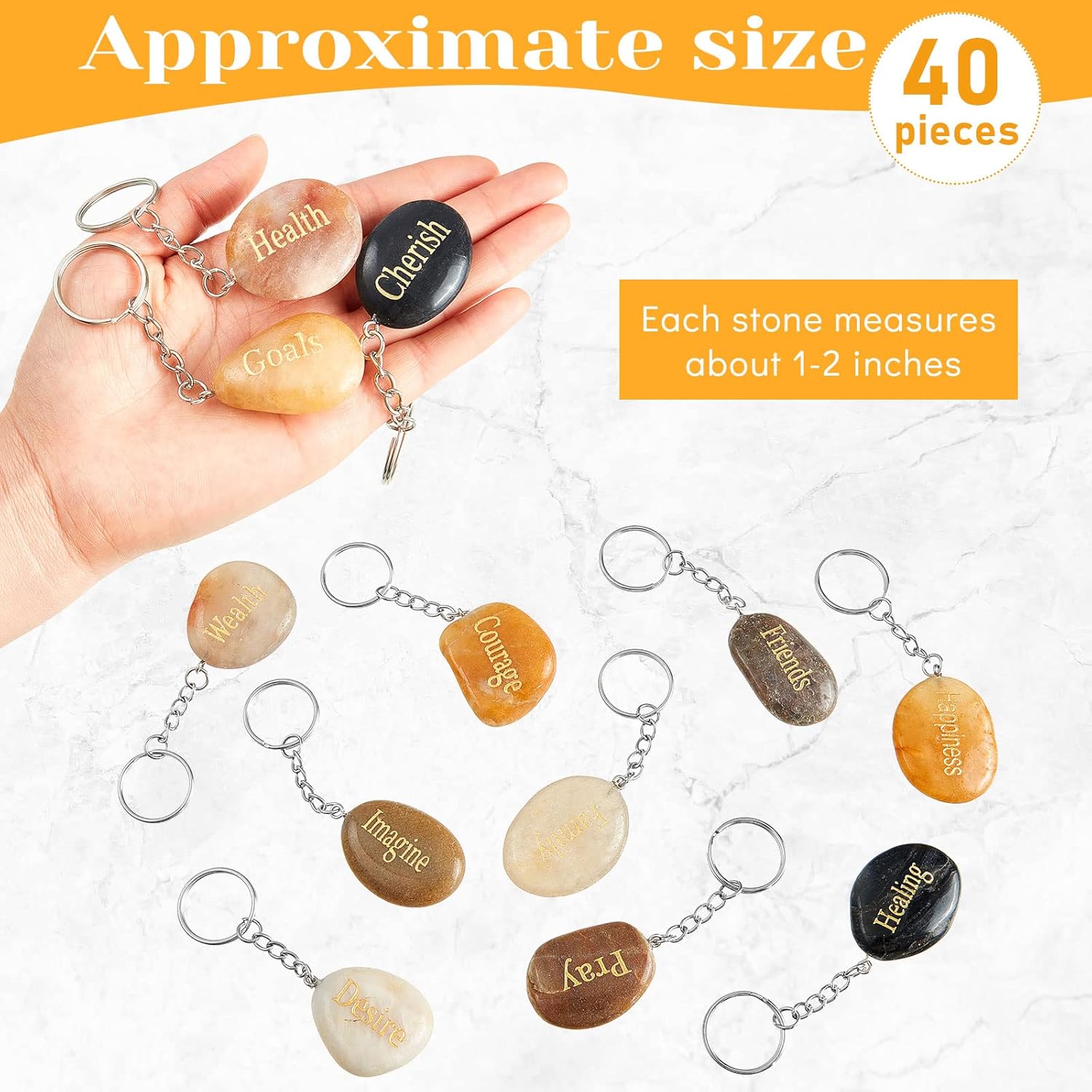 Miniatura 2 de Taiyin 40 llaveros con cita inspiradora, regalos de piedras motivacionales, llaveros positivos grabados, piedras inspiradoras, regalos para