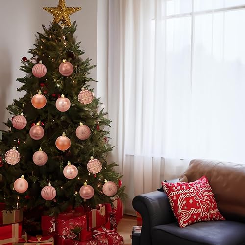 Miniatura 6 de ZHMTang - Bolas de Navidad de 41 quilates, 2.36 pulgadas (60 mm, oro rosa)
