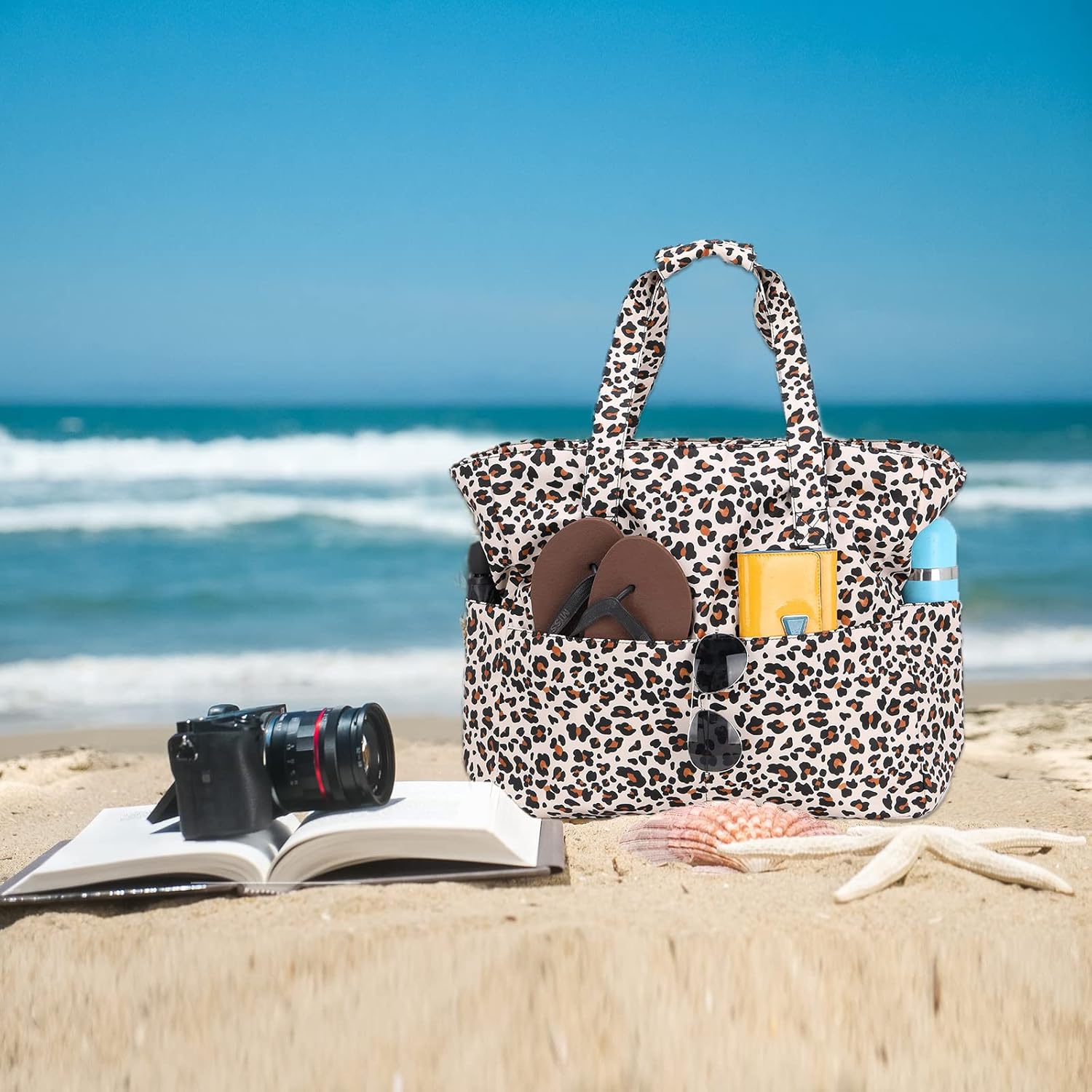 Bluboon Beach Bags for Women, Large Waterproof Tote Bag With Wet Compartment for Pool Weekender Travel Gym - Image 3