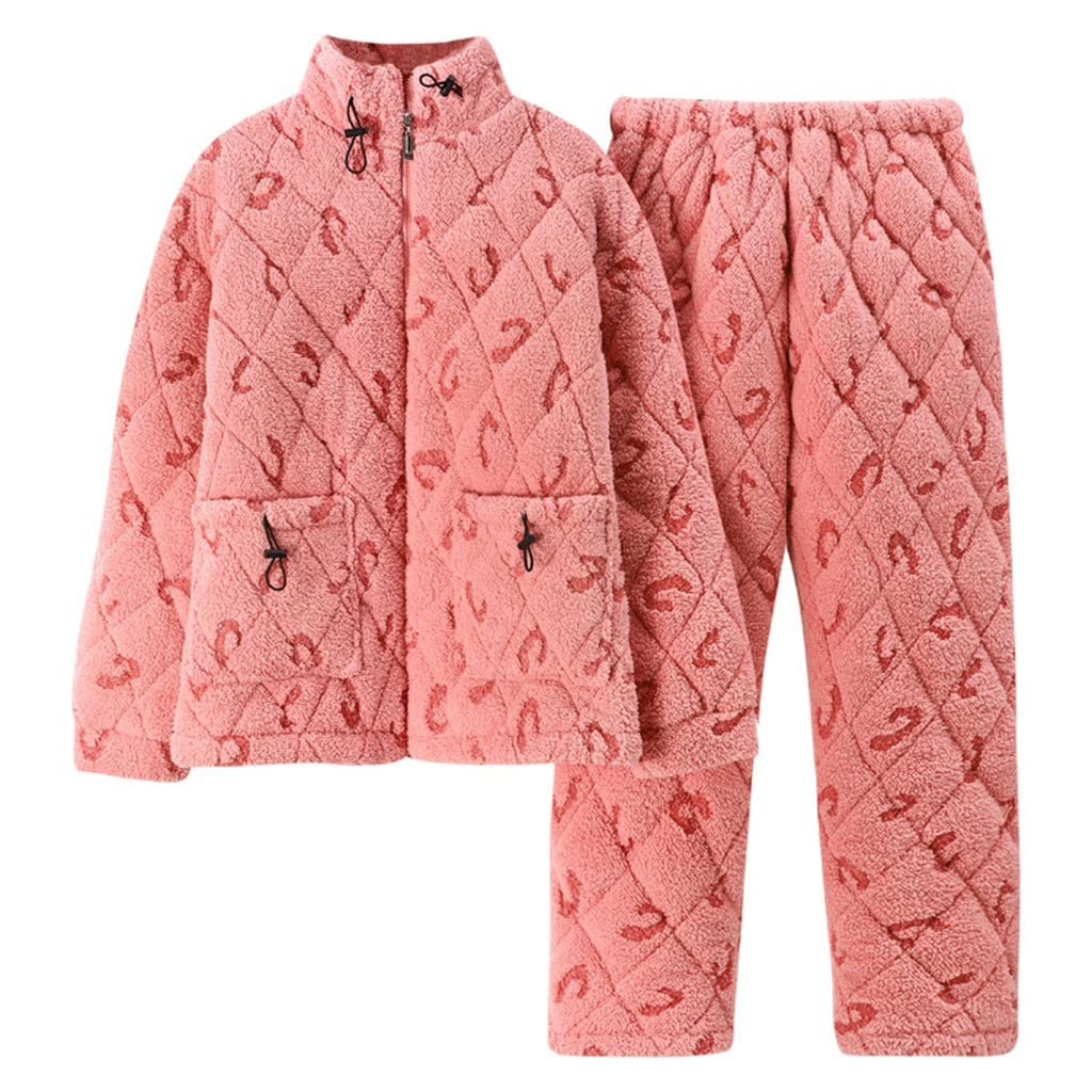 Conjunto de Pijamas de Invierno para Mujer, Pijamas de algodón, Ropa de Dormir de Dos Piezas, Pijama Grueso, Bonito, cálido y cómodo