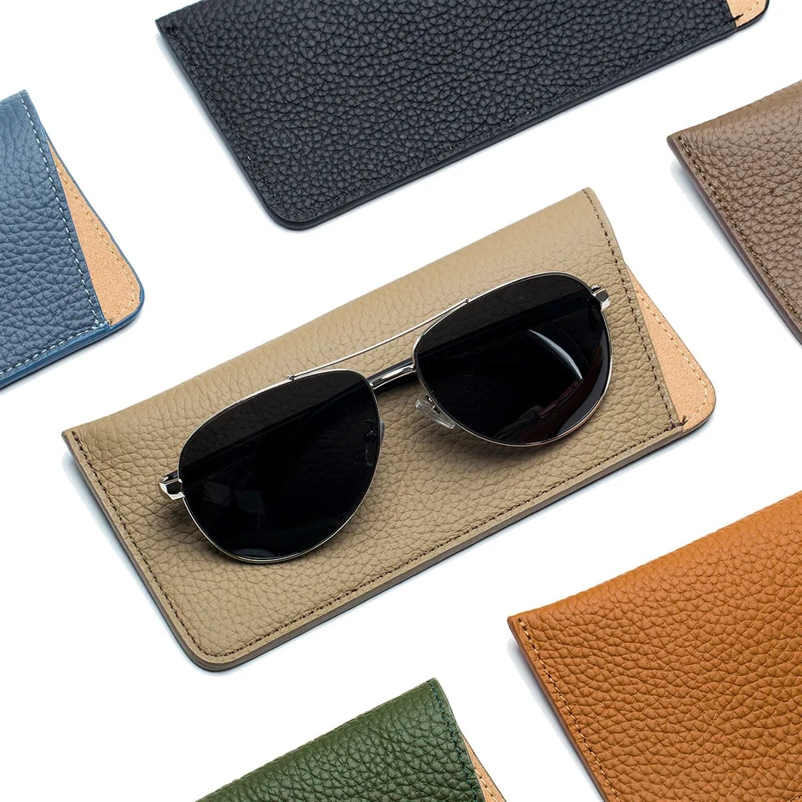 Étui à Lunettes En Cuir Vachette Marron, Fait Main, Unisexe