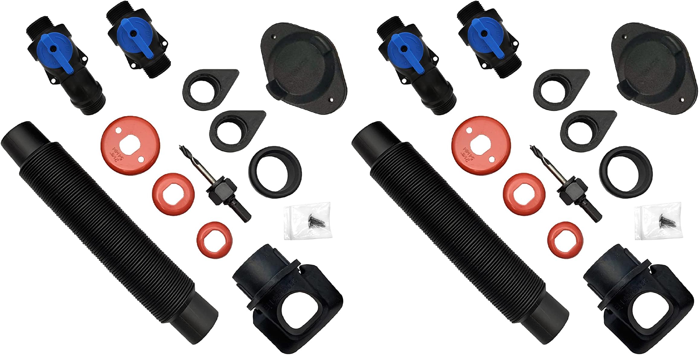 Rain Barrel Diverter and Parts Kit, 2 Pack - for 2 x 3 and 3 x 4 Inch Downspouts, Includes Spigot and Downspout Water Diverter - Convert Containers into Rain Barrels - RBK-0001