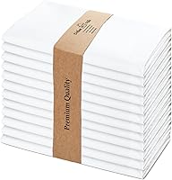 Urban Villa 100% Cotton White Dinner Napkins Set of 12, 20x20 Inches - Highly Absorbent, Washable, Reusable for Parties, Farmhouse, Hotels
