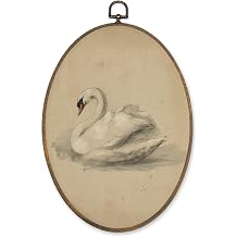 LKETW Vintage Swan Oval Wall Art Decor, Antique Elegant Swan Oval Canvas Hanging Decor, Retro Classical Animal Aesthetic Wall Decorations for Home Bedroom Living Room, 8.6x11.4 Inch