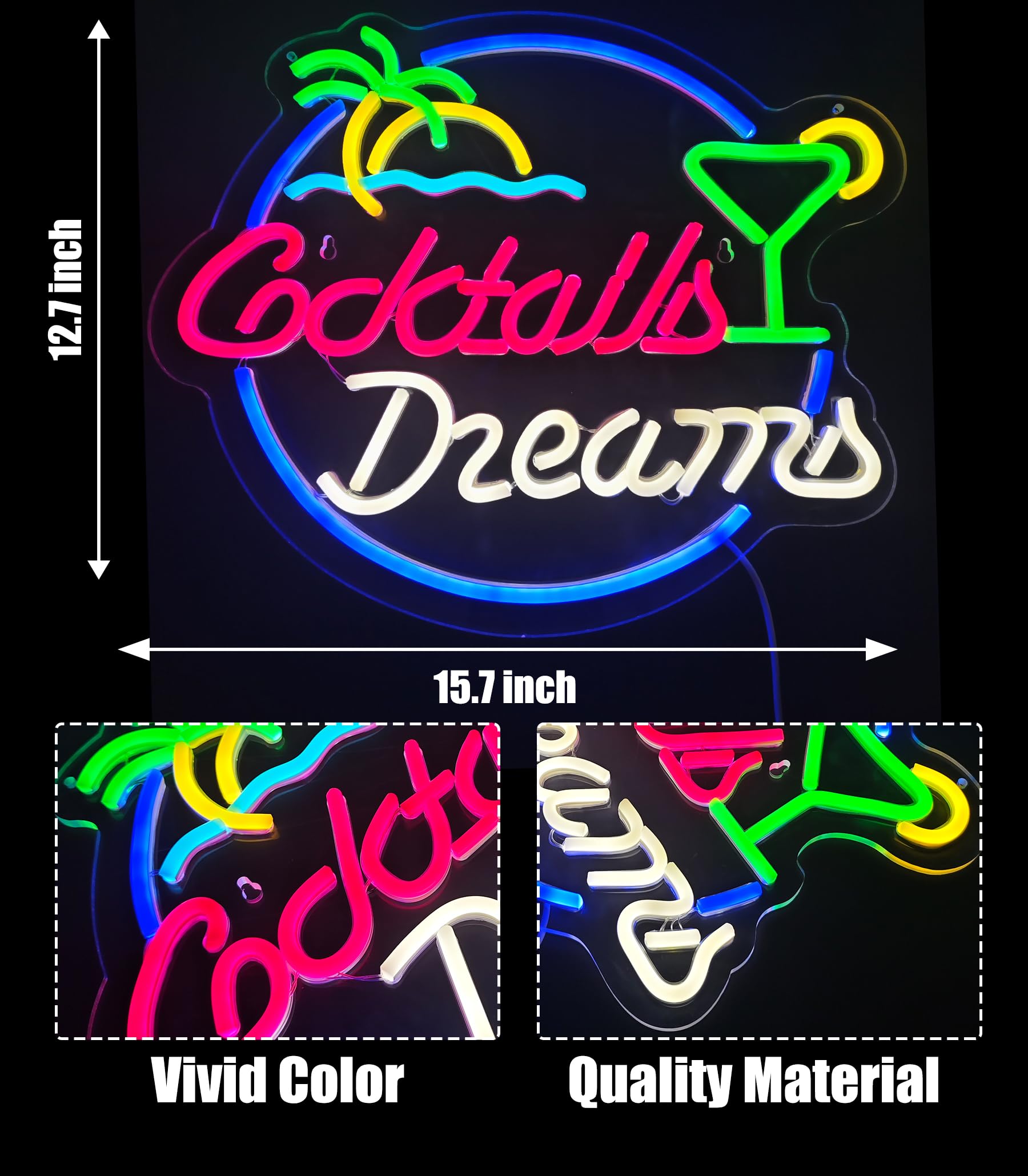 カクテルグラス ネオンライト Cocktails & Dreams COCKTAILS AND DREAMS Real Glass Neon Light Sign Home Beer