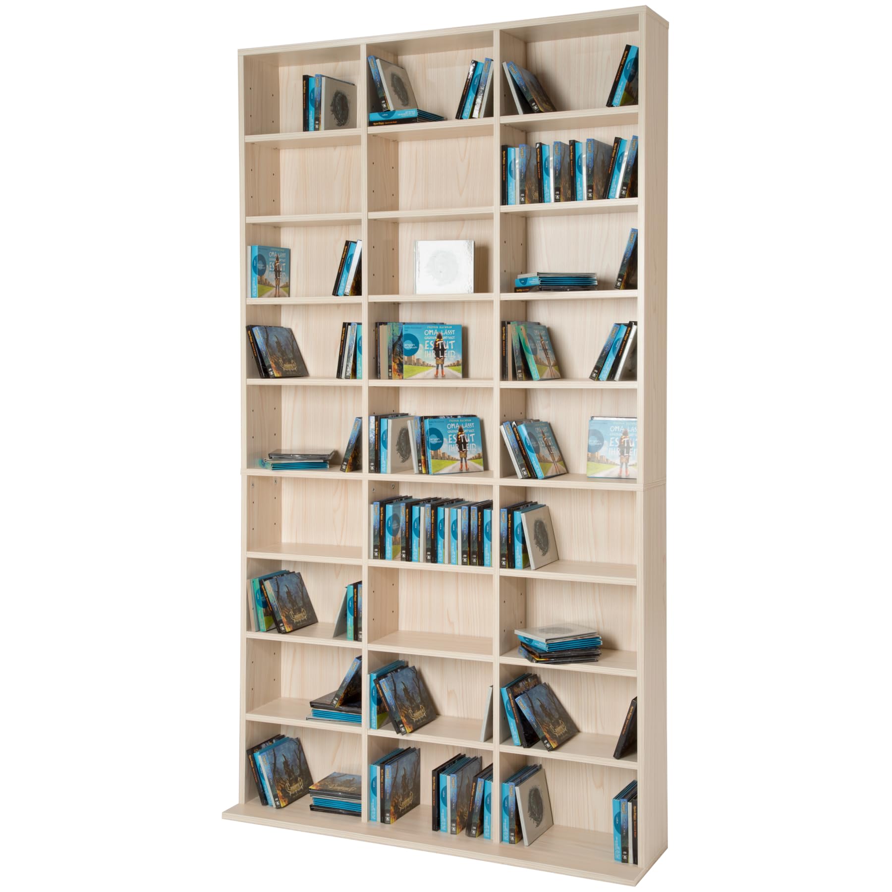 TecTake® CD Storage Unit in Wooden Look with Adjustable Shelves, Multipurpose Bookcase for CDs, Books, DVDs, Video Games, Durable MDF, Modern Shelving Unit for Living Room, Bedroom, Hallway - Brown