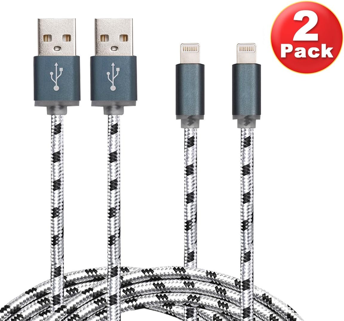 Amazon.com: ZYD Certified Nylon Braided 8 Pin Lightning to USB Cable (2 ...