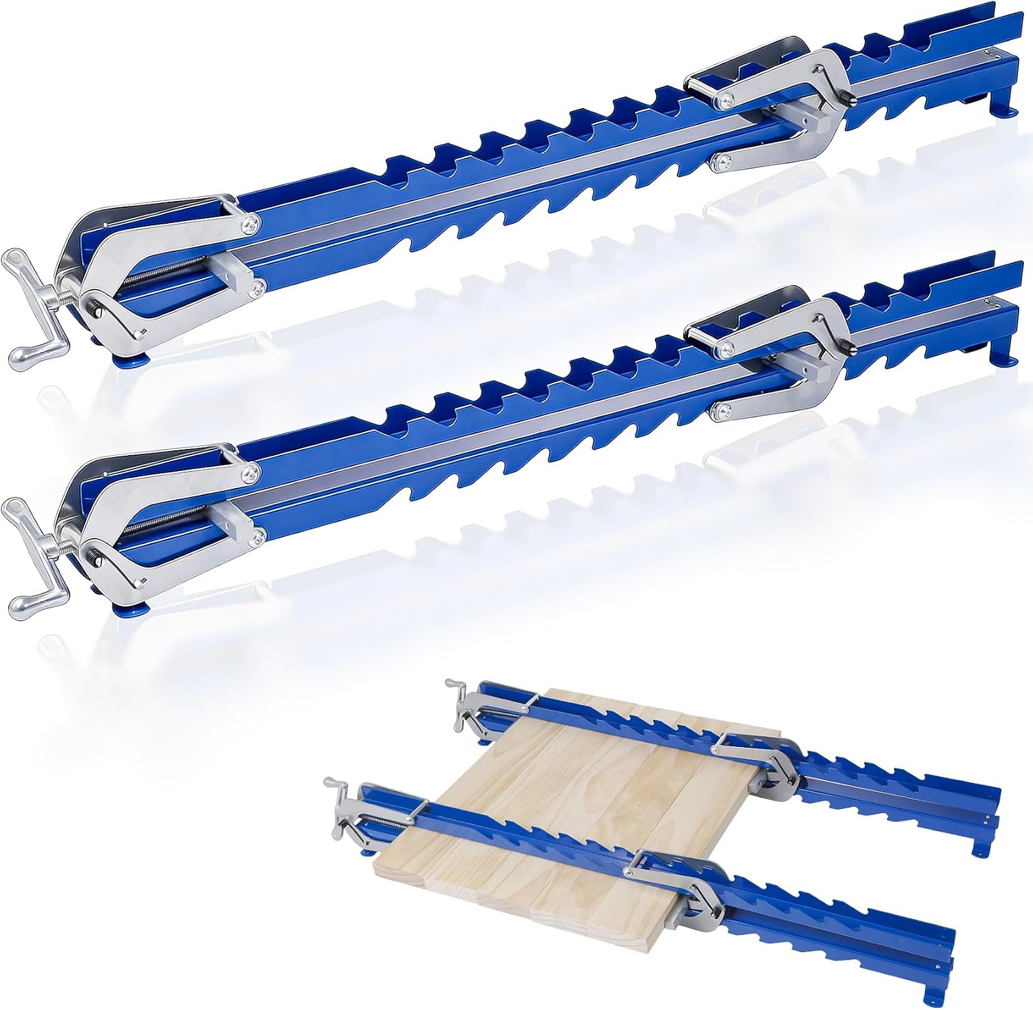 2026 Upgrade Fits 5-1/2" to 16" Wide Woodworking, 19" Panel Clamps for Woodworking, Fits 1/2" to 1-1/2" Thick for Cutting Boards，2-Pack 4-Way Glue-Up Clamp System for Cutting Boards，Keeps Boards Flat