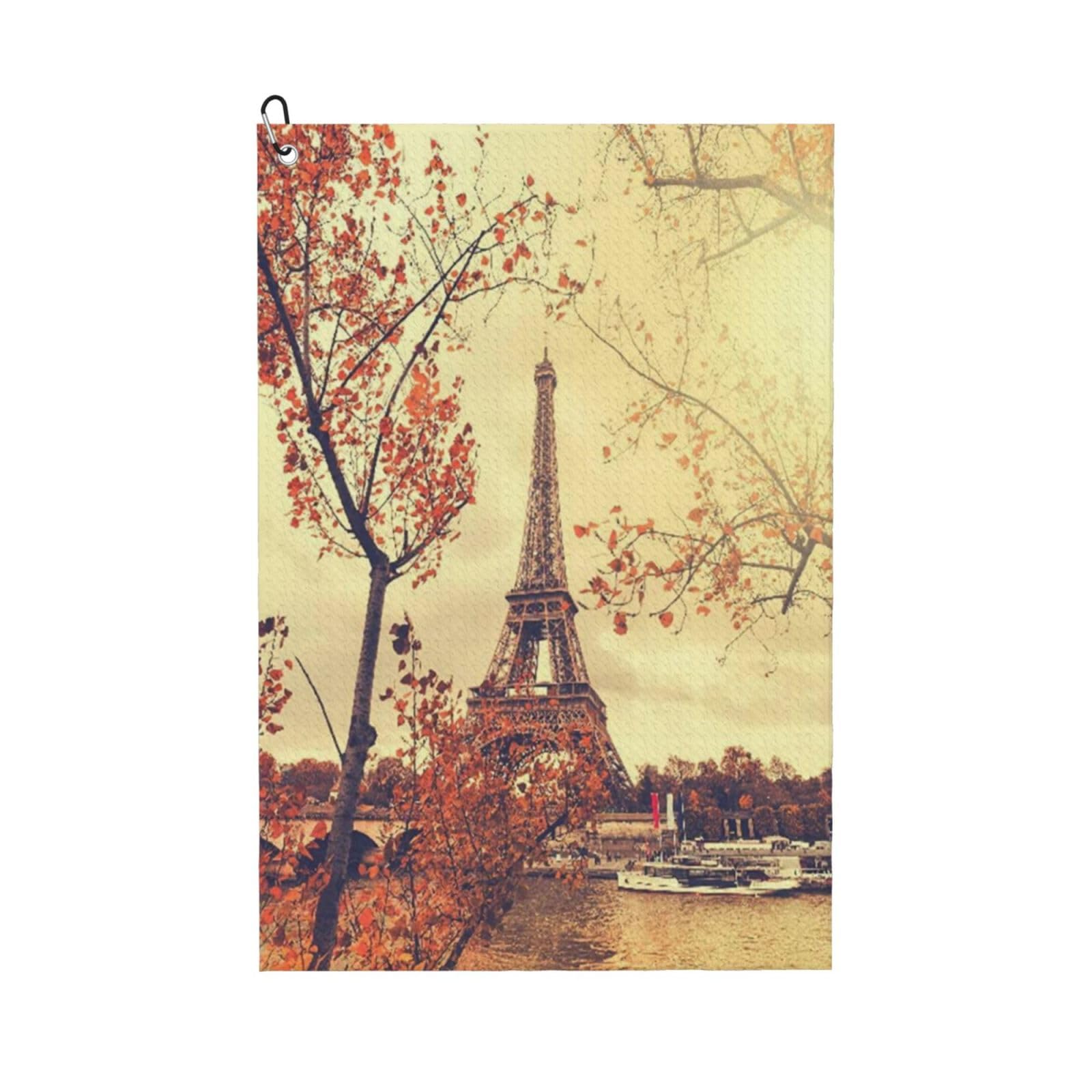 Oudrspo The Eiffel Tower in Paris in Pastel Colors Golf Towel, Waffle Weave Sports Towel with Clip for Golf Course Daily Use