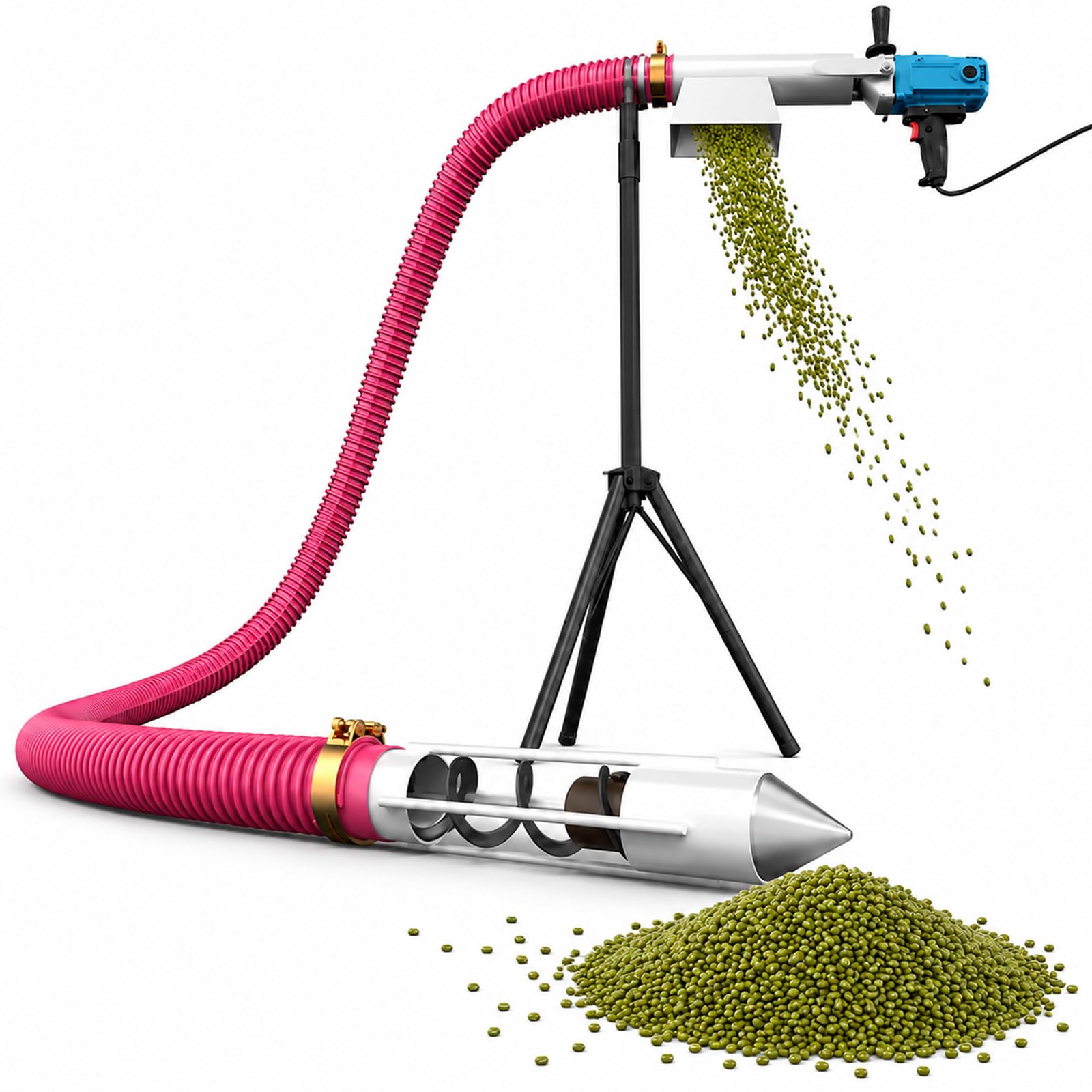 Coclea Trasportatrice Portatile per Pellet Agricoli e da Costruzione (3M) | Alimentatore a Coclea Robusto 2800W per Prodotti Agricoli, Pellet da Costruzione e Polvere, Aziende Agricole e Fabbriche