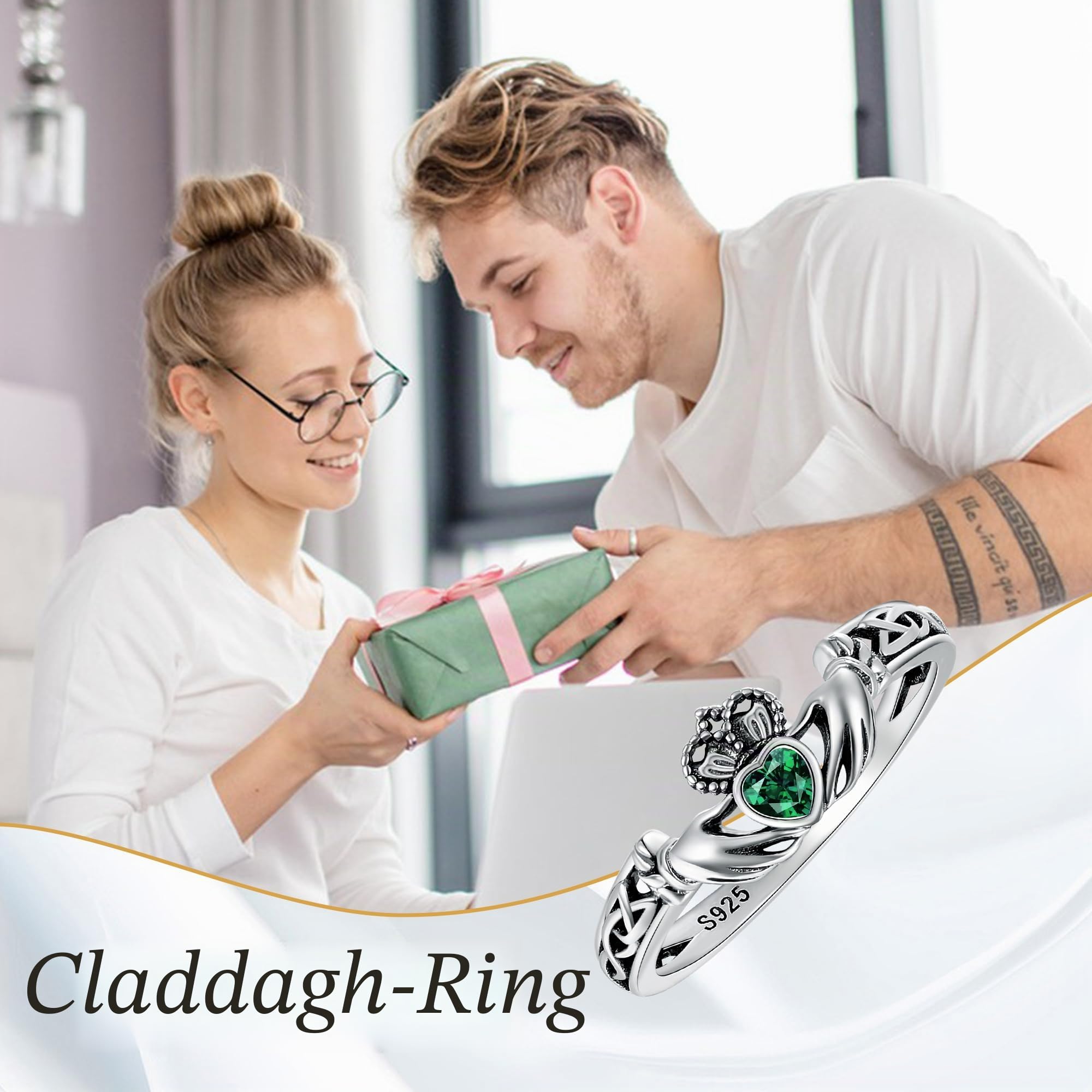 Claddagh Ringe 925 Sterling Silber Claddagh Irischer Muttertag Schmuck Muttertag Schmuck Weihnachten Geschenk für Frauen Mama Damen Size7/8