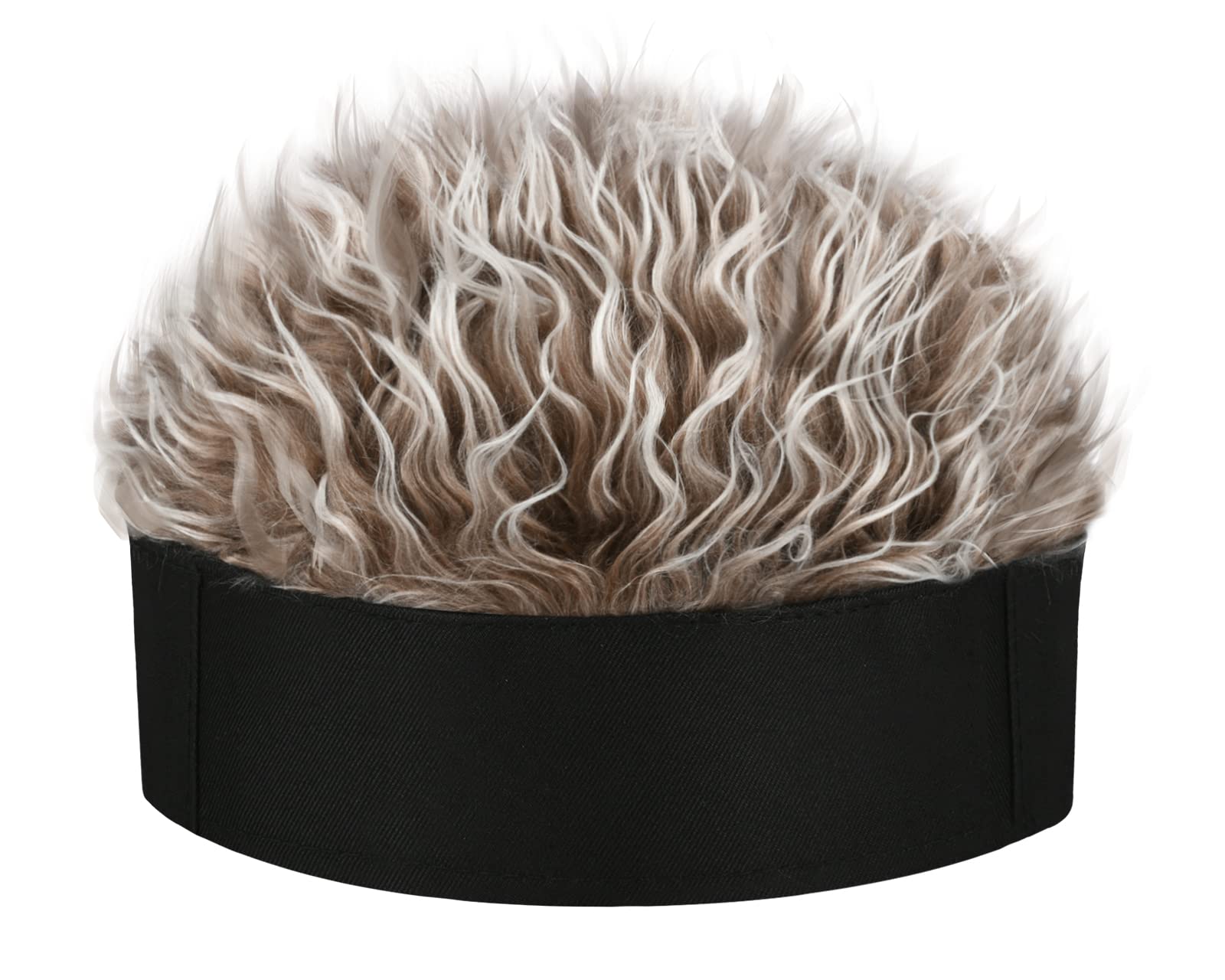 SCSpecial Novelty Visor Cap Adjustable Visor Hat with Spiked Wigs Fake Hair Visor for Adults (No Brim - Black and Brown), 7-7 1/4