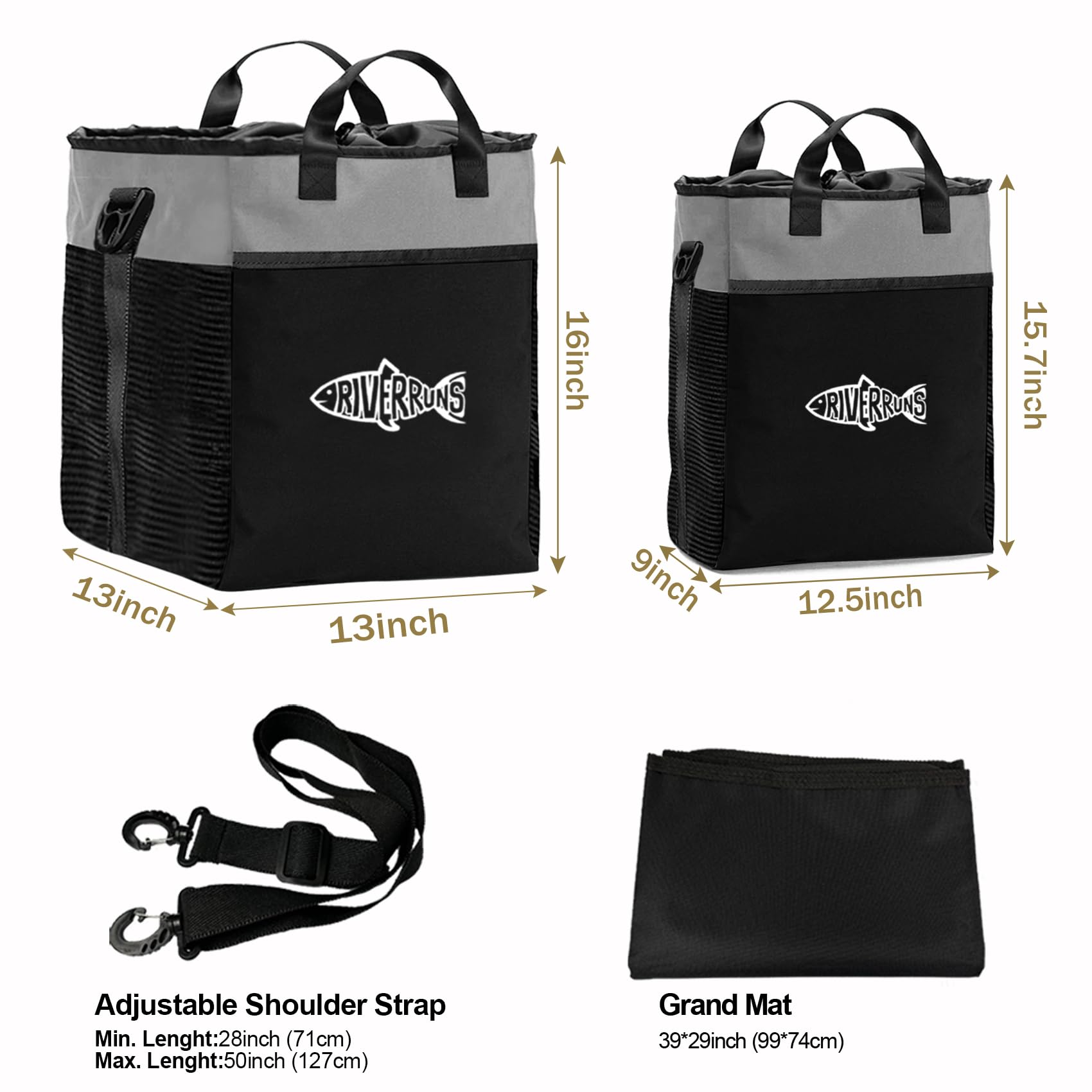 Riverruns Wathose für Angeln, Jagd, mit belüftetem Netz, Watstiefel Tasche, Fliegenfischen Aufbewahrungstasche für Angeln, Wandern, Camping