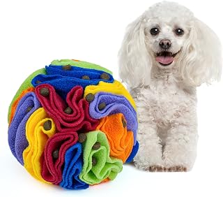 Larimuer Pet Snuffle Ball, Puzzle Sniffing Interactive Dog Ball for Blind Dogs Training Stress Relief Dog Enrichment Toys Treat Machine Washable (15cm, Rainbow Color)