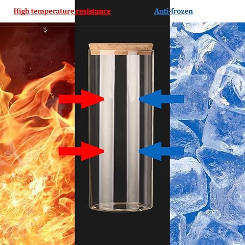 Miniatura 3 de Recipientes de almacenamiento de cocina de 10.1 fl oz10 oz con tapas de corcho, recipientes de vidrio transparente recargables para alimentos,