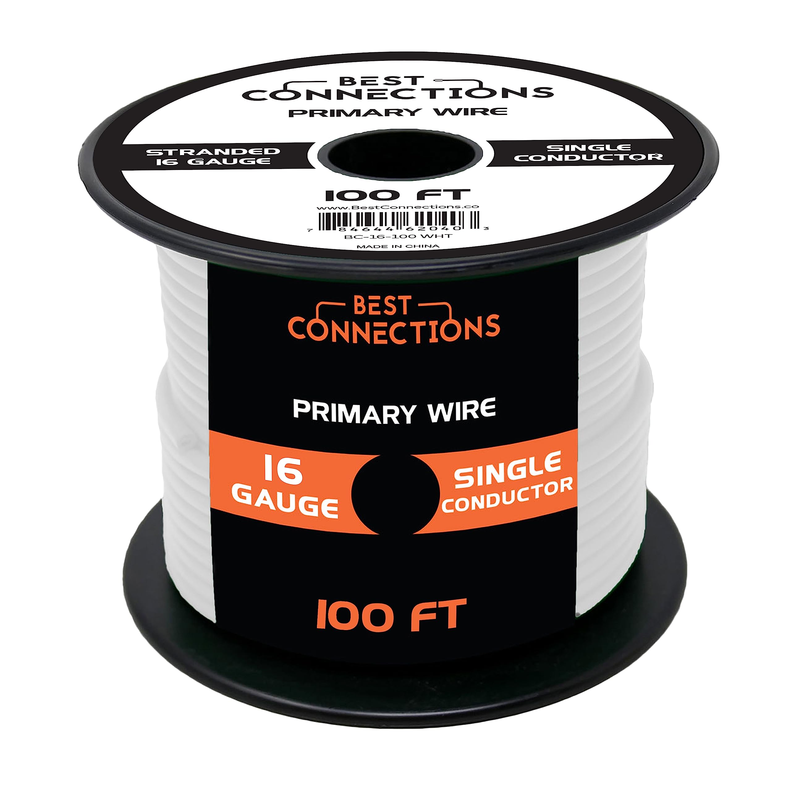 Automotive Primary Wire - 100ft (Various Color Options) | Ideal for Trailer, Speaker, and Lighting Circuits | Durable Primary/Remote, Power/Ground Electrical Wiring (16 Gauge, White)