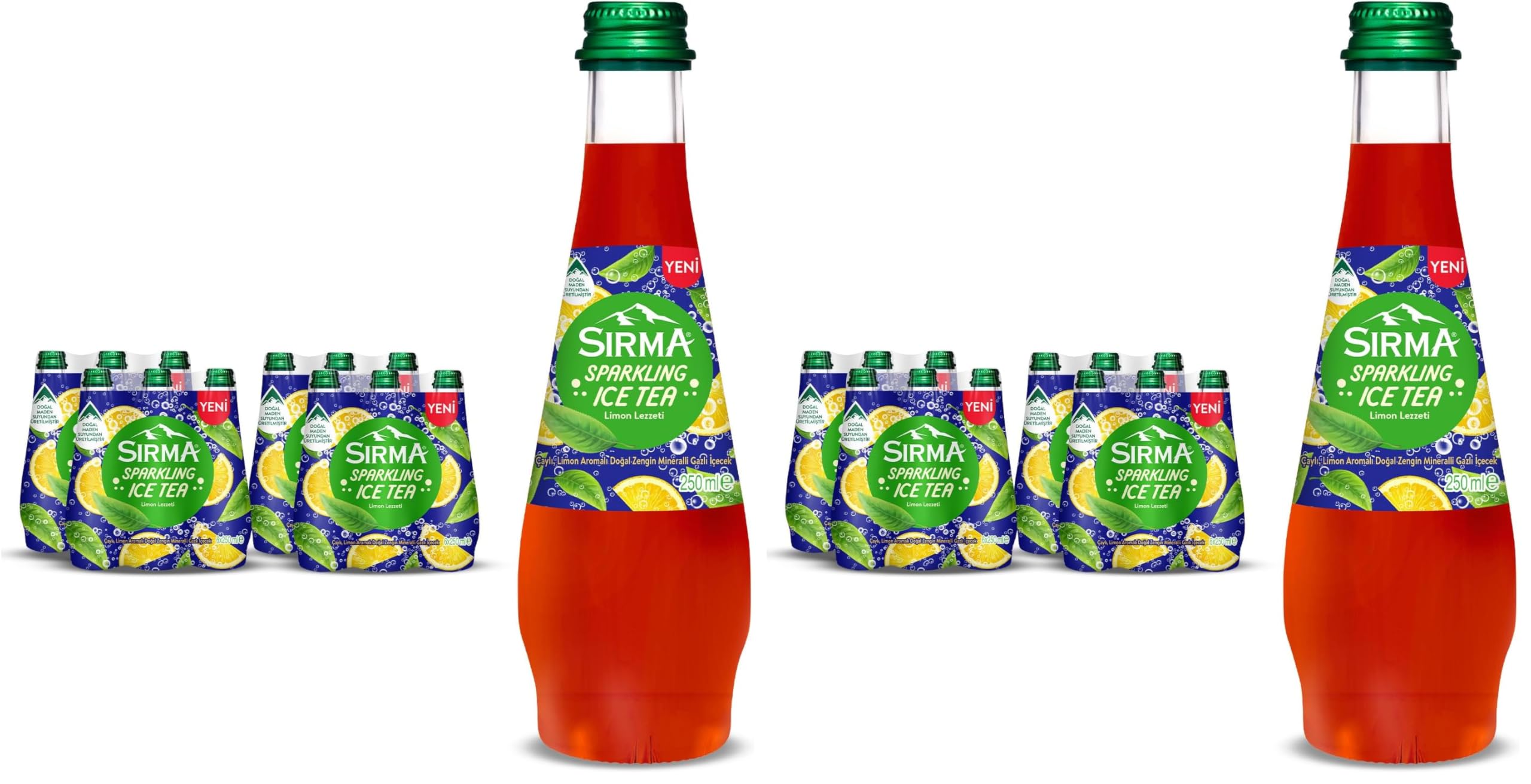 SIRMA Sparkling Ice Tea Limon Lezzeti Maden Suyu 250 Mililitre 24 Adet (2 paketi)