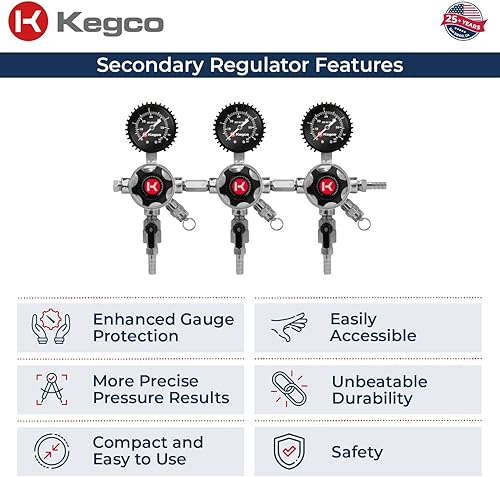 Miniatura 4 de Kegco Regulador Secundario, 3 Producto, Cromo